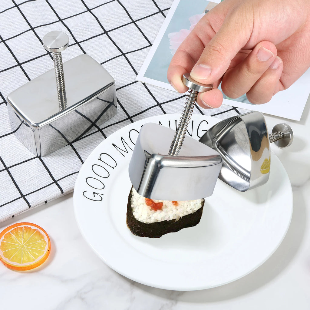 Molde para Onigiri Antiadherente de Acero Inoxidable Triangular y Rectangular Molde para Bolas de Arroz DIY Musubi Sushi Prensa para Almuerzo de Niños Bento