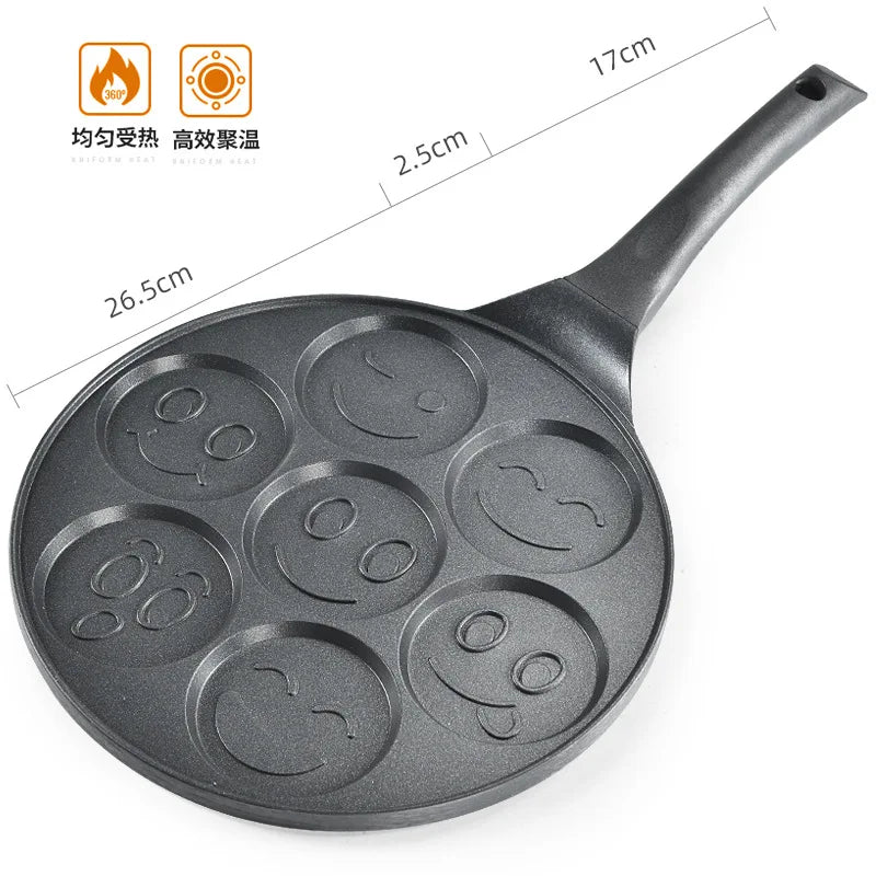 Sartén para Desayuno de Siete Huecos Antiadherente Sartén con Fondo Plano Sartén Porosa para Tortillas Molde para Tortilla de Bebé