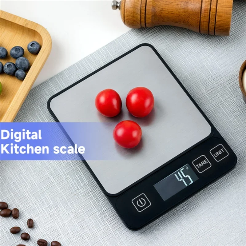 Báscula de alimentos de 10 kilogramos, báscula de cocina digital en gramos y onzas, báscula precisa de 1 g, fácil de limpiar, acero inoxidable