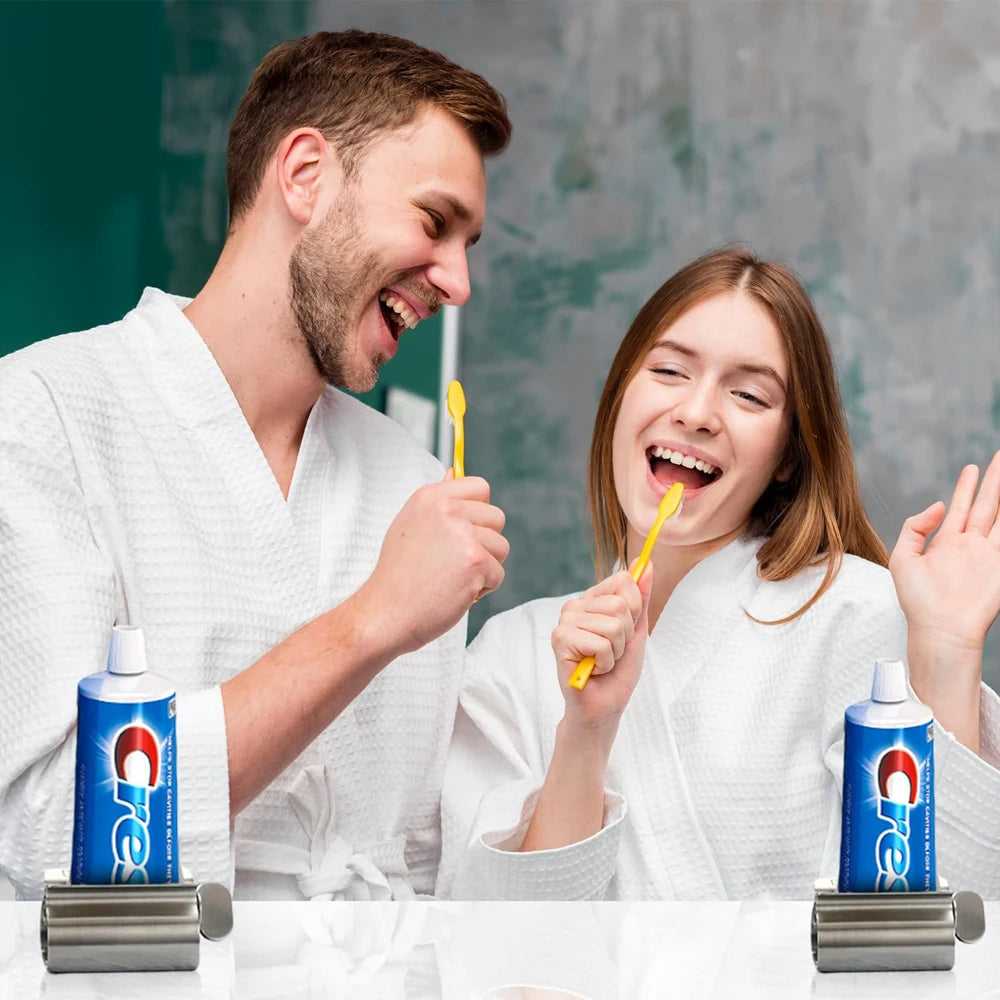 1/2PCS Exprimidor de Pasta de Dientes Rodillo para Tubos Rodillo de Acero Inoxidable Exprimidor Giratorio Dispensador para Cosméticos Accesorios de Baño