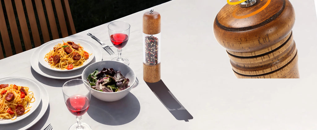 Set de Molino de Sal y Pimienta de Madera de Roble de 8 Pulgadas con Núcleo de Molino de Cerámica Ajustable