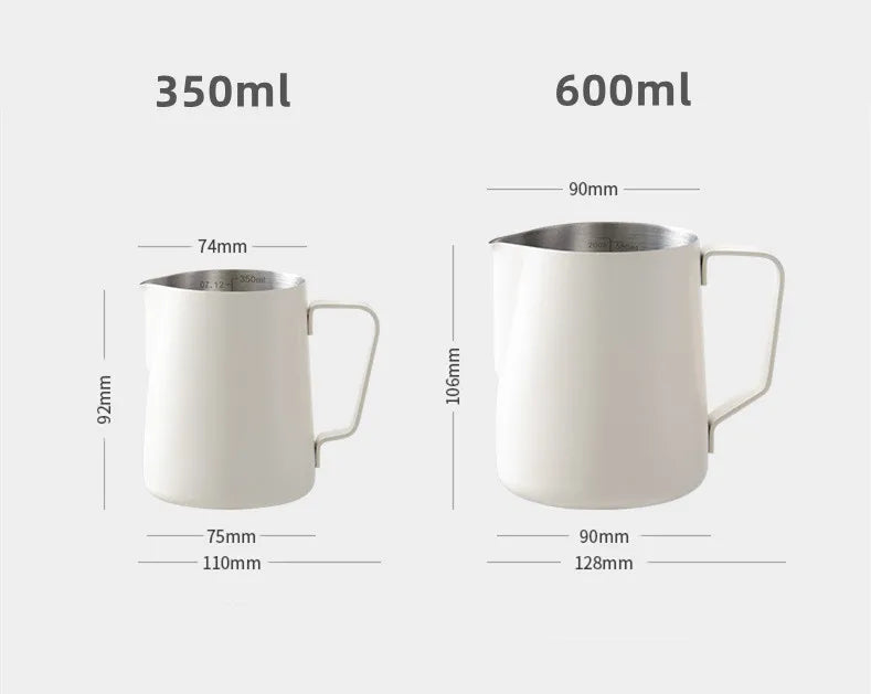 Jarra para espumar leche de acero inoxidable 304, tarro de espuma de leche para café, lata de espuma de leche para café, accesorios de café latte para cafetería, azul y dorado