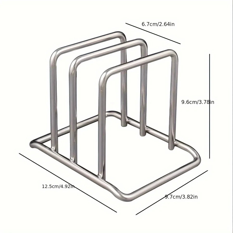 Stainless Steel Pot Lid and Cutting Board Organizer Countertop Rack