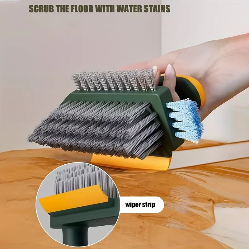 Cepillo 4 en 1 con escobilla para limpieza de ranuras y huecos, raspador de vidrio, cepillo para cocina, baño, suelo y neumáticos, cepillo de limpieza para el hogar