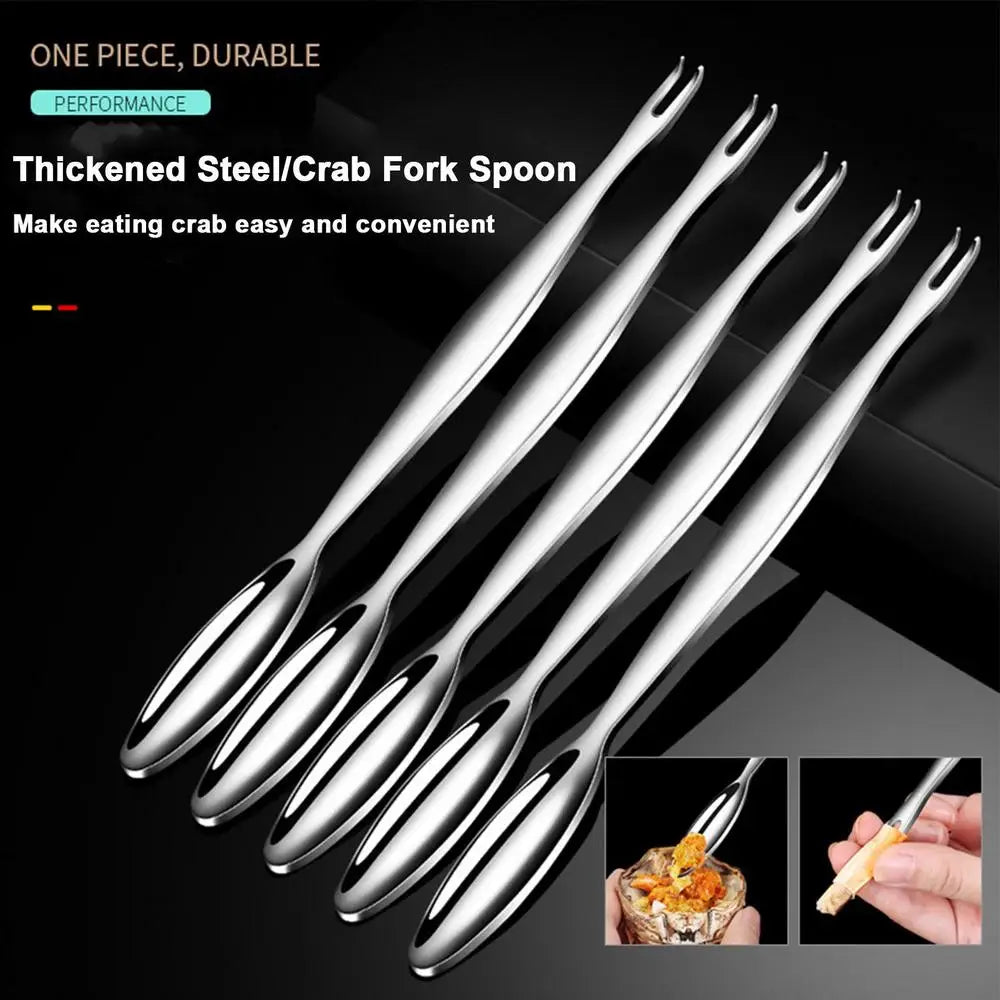 Set de tenedores pequeños de cangrejo de acero inoxidable, herramienta para comer cangrejo, utensilios para mariscos, tenedores para mariscos, cuchara para sacar carne de patas de cangrejo, gadgets de cocina