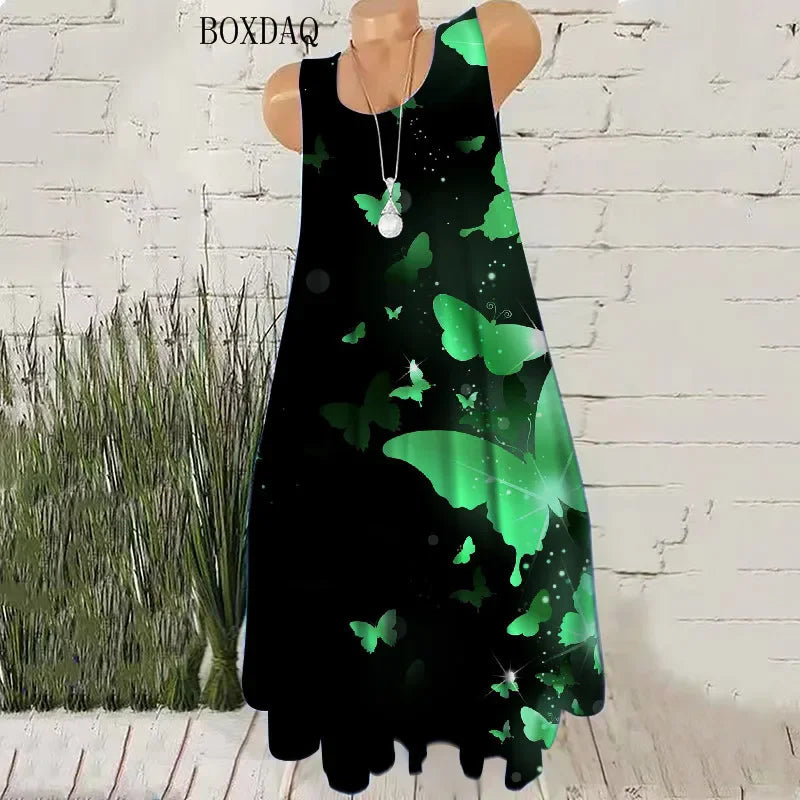 Vestido Playero Suelto de verano con Estampado Vibrante