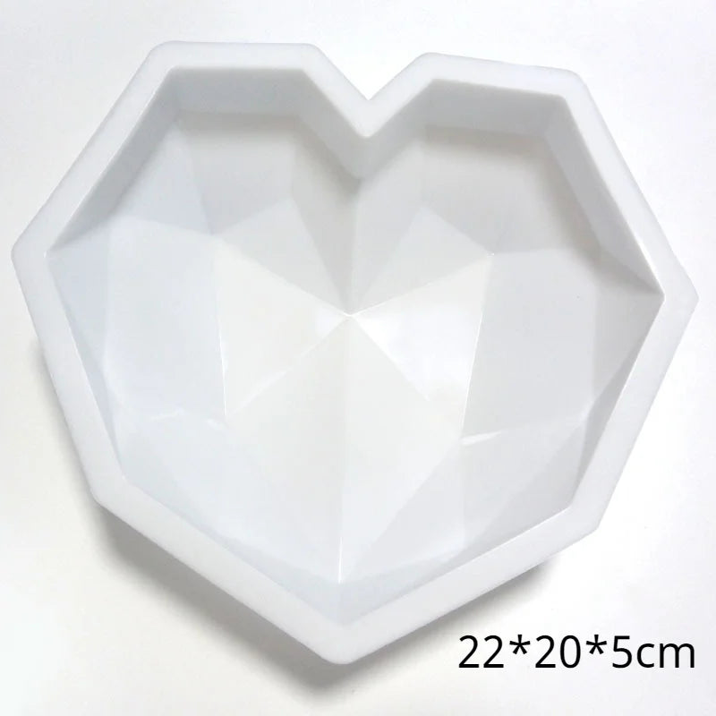 Juego de Moldes de Silicona en Forma de Diamante con Letras y Números, 1/6/8 Cavidades en Forma de Corazón para Mousse, Pasteles, Chocolate, Jabón y Velas