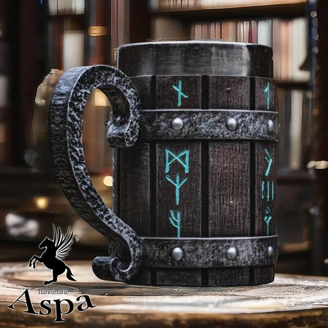 Jarra de cerveza de madera estilo barril, jarra de cerveza de acero inoxidable de gran capacidad, taza de café, copa de vino, metálica e aislada, como regalo para bar o fiesta