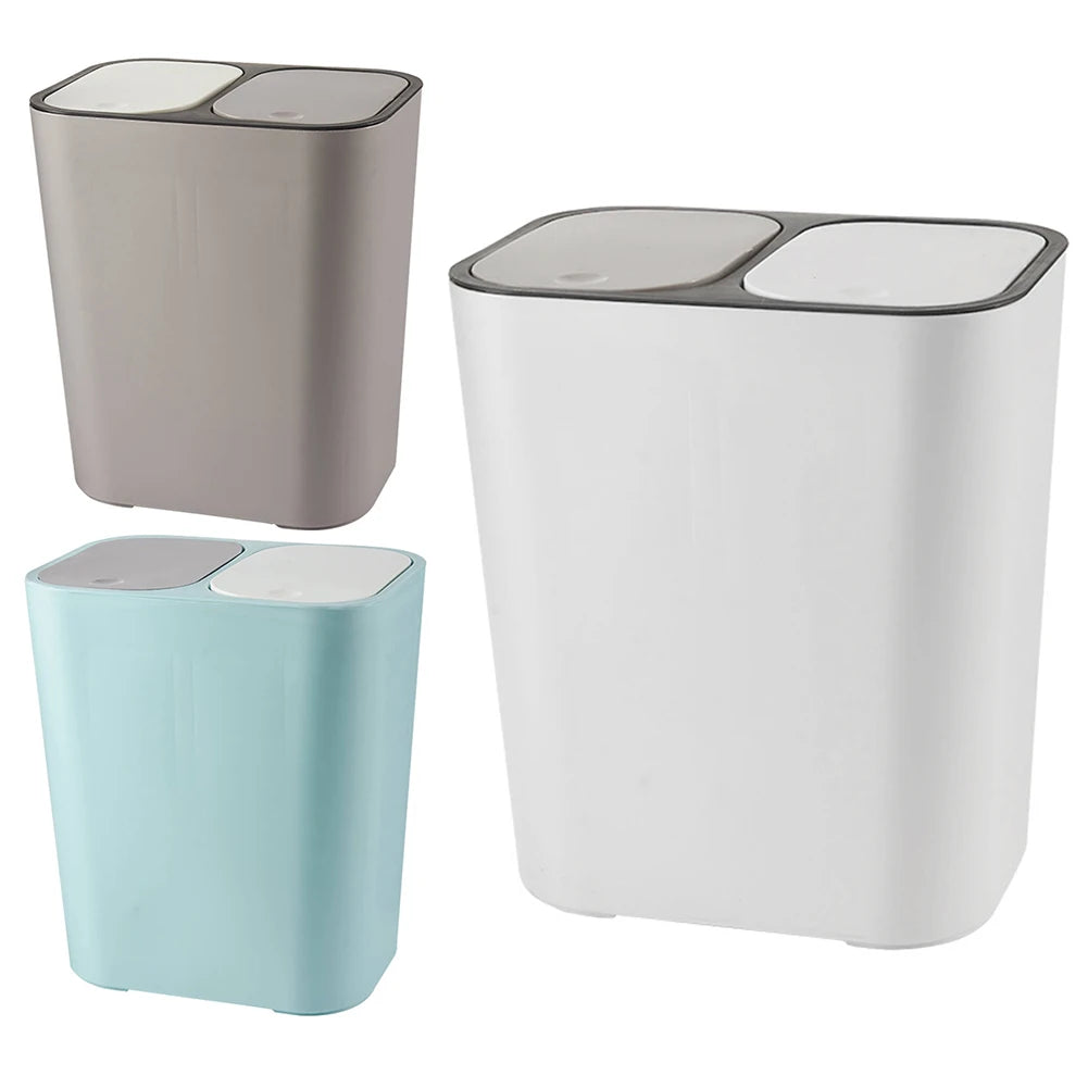 Cubo de basura de cocina de 15L Doble reciclaje 2 secciones Decoración del hogar Sala de estar Dormitorio Baño