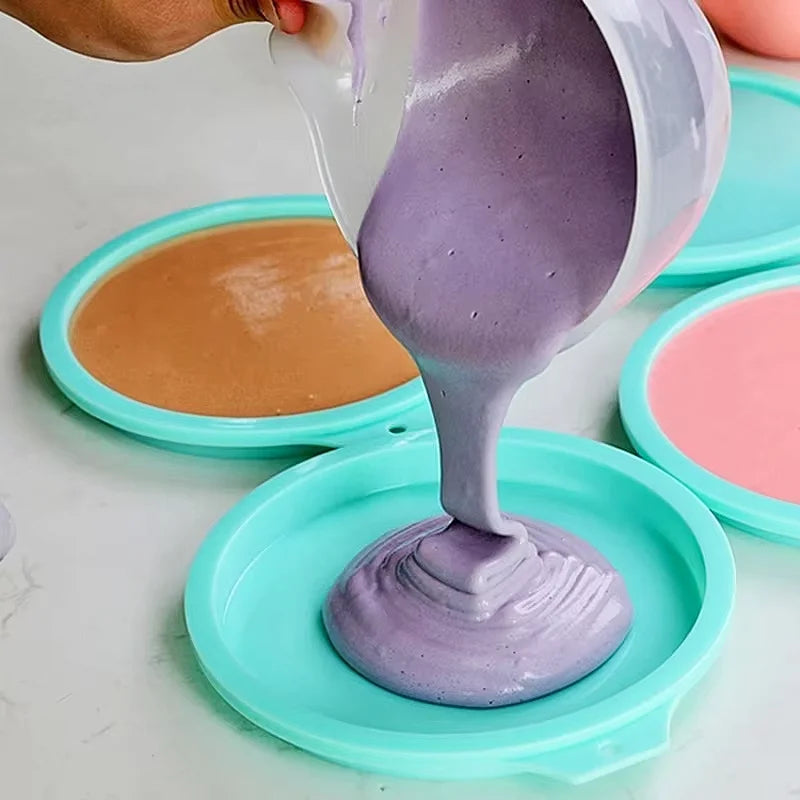 Molde de silicona para pasteles de 4/6/8 pulgadas Verde, juego de moldes redondos de capas de pastel, molde de silicona para hornear, herramientas de repostería para pastel arcoíris y mousse
