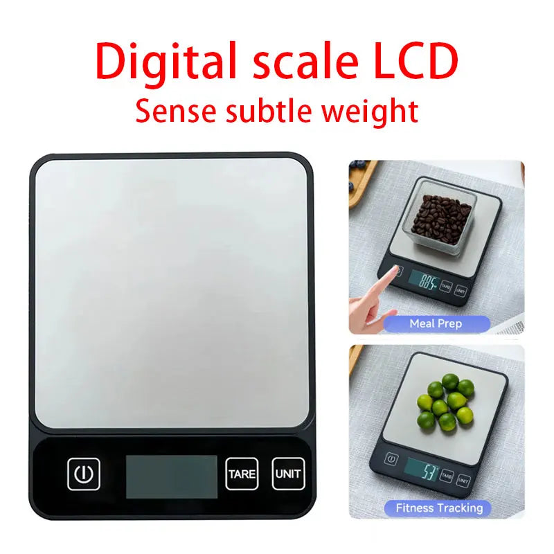 Báscula de alimentos de 10 kilogramos, báscula de cocina digital en gramos y onzas, báscula precisa de 1 g, fácil de limpiar, acero inoxidable