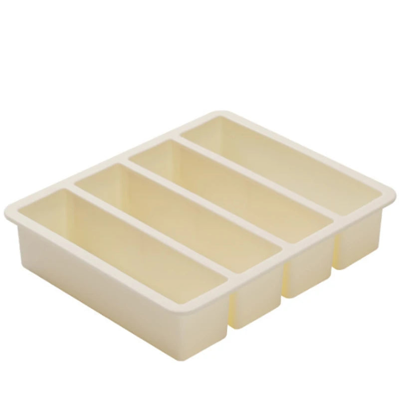 Bandeja de hielo cuadrada de 4 celdas, tira larga, molde de silicona de grado alimenticio, bandeja de hielo rectangular reutilizable para el hogar con tapa o sin tapa