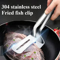 Pala de pescado frito de acero inoxidable dos en uno, pala de doble cara, clip para pescado, pala para filete frito, clip para freír, utensilios de cocina