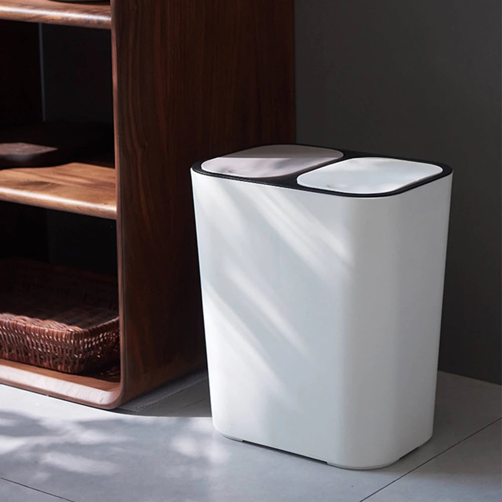Cubo de basura de cocina de 15L Doble reciclaje 2 secciones Decoración del hogar Sala de estar Dormitorio Baño