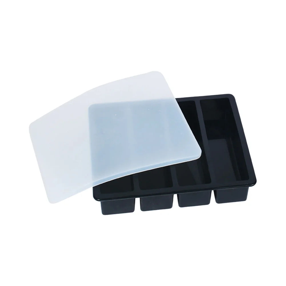 Bandeja de Hielo Larga con 4 Compartimentos, Molde de Hielo de Silicona Reutilizable, Fabricante de Cubitos de Hielo de Silicona de Calidad Alimentaria y Libre de BPA
