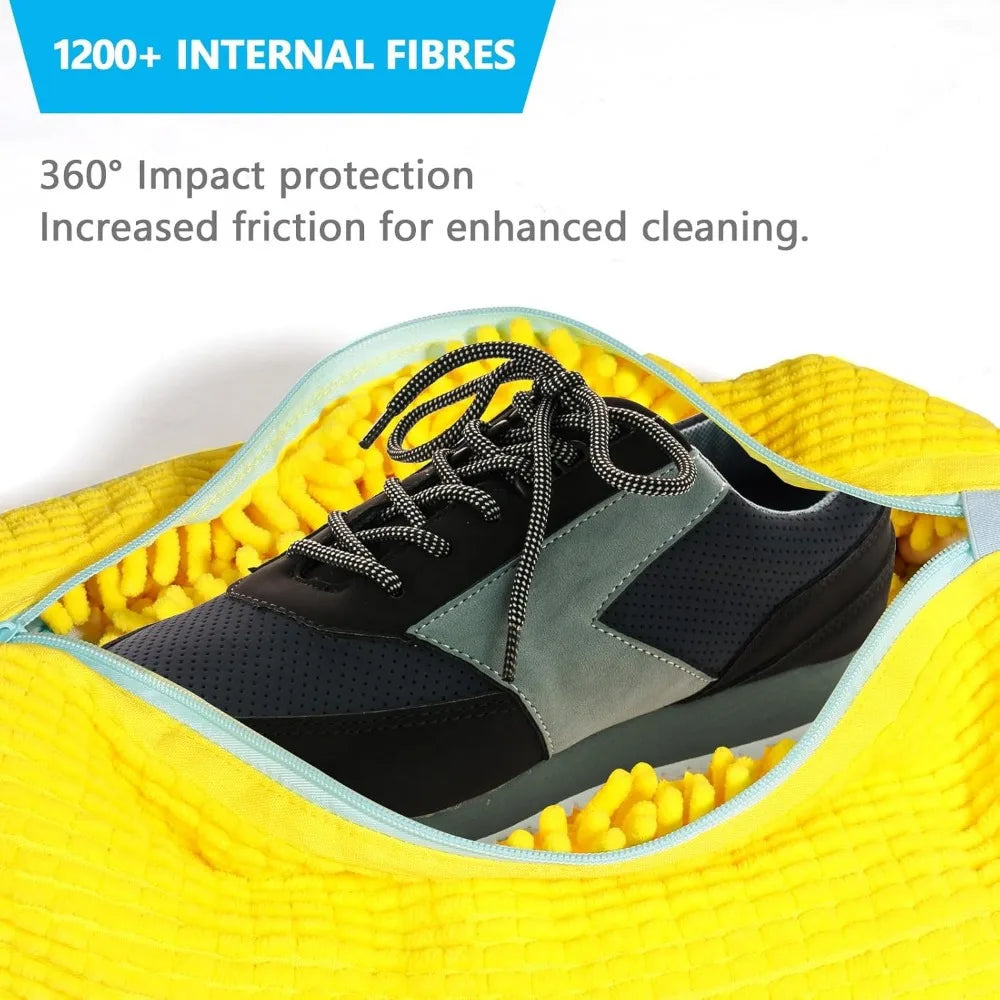 Bolsa Duradera para Lavar Zapatos de Todos los Tipos de Zapatos - Amarillo con Cremallera Azul, Ideal para Zapatillas y Zapatos Casuales, Bolsa para Lavar Ropa
