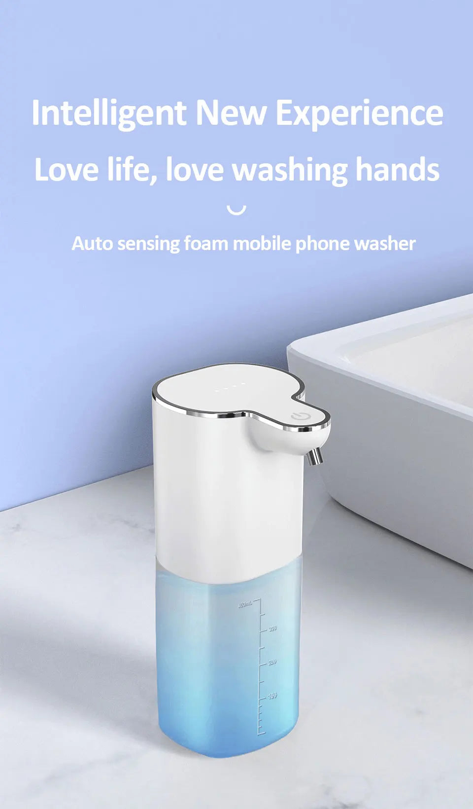 Dispensadores de Jabón Automáticos 400ml 4 Marchas Ajustables Máquina Inteligente de Lavado de Manos para Baño USB Recargable Desinfectante de Manos Sin Contacto