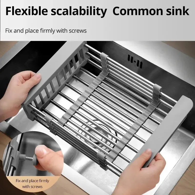 Retractable Stainless Steel Kitchen Sink Drain Rack