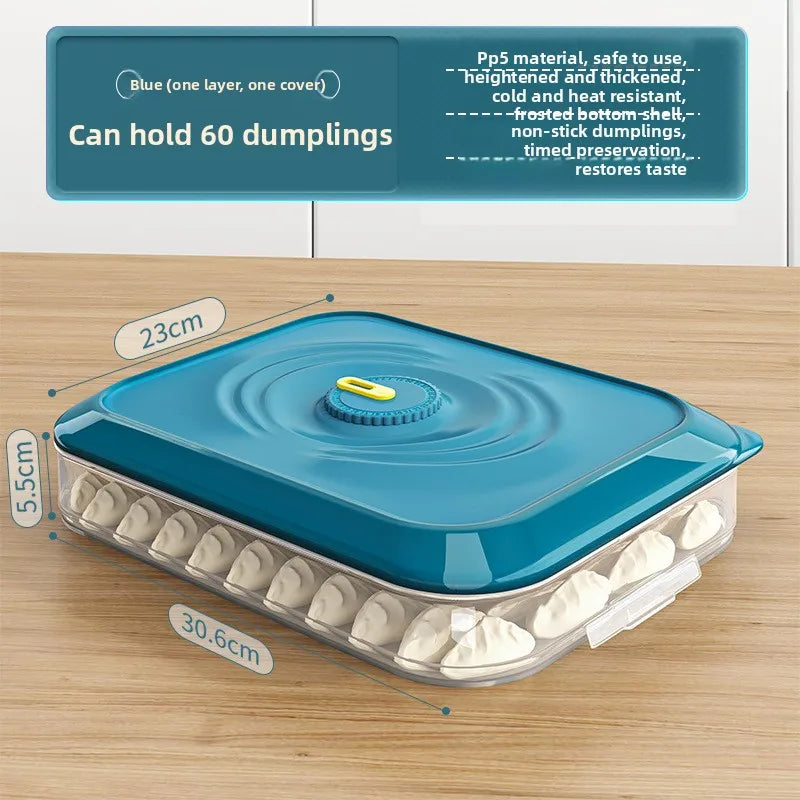 Caja de Almacenamiento de Dumplings, Congelador de Refrigerador, Caja de Congelación Rápida de Dumplings de Grado Alimenticio, Caja de Conservación de Plástico Sellada
