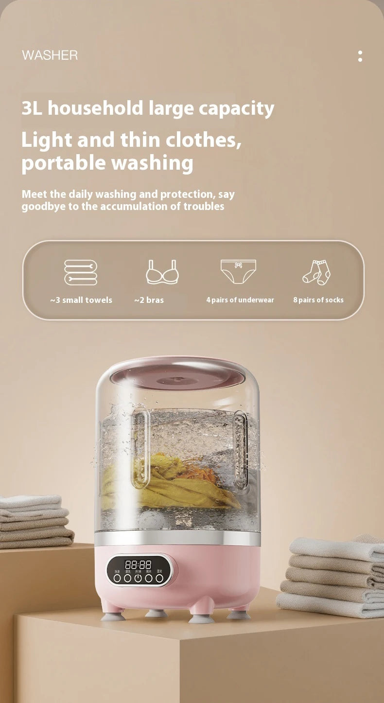 Mini lavadora portátil automática herramienta de limpieza de ropa para dormitorios, viajes, campamentos, hoteles y apartamentos