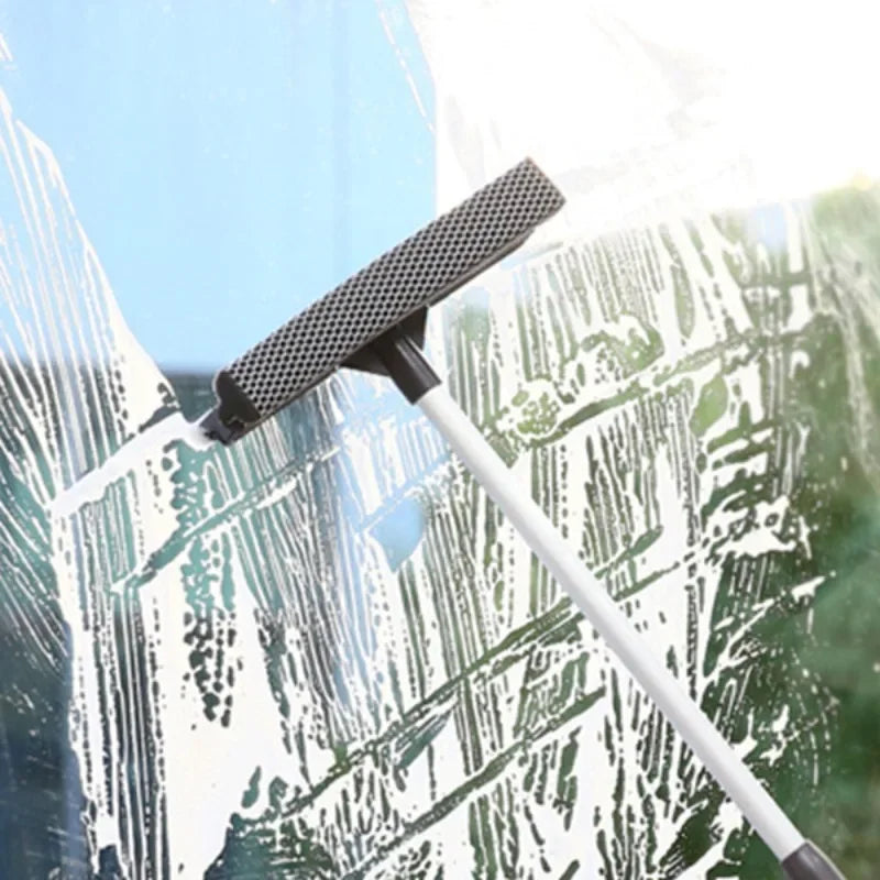 1 pieza Limpiador de Ventanas con Escurridor 2 en 1 Palo Retráctil Cepillo para Limpiar Ventanas Herramienta de Limpieza de Vidrio para Coche y Puerta de Ducha
