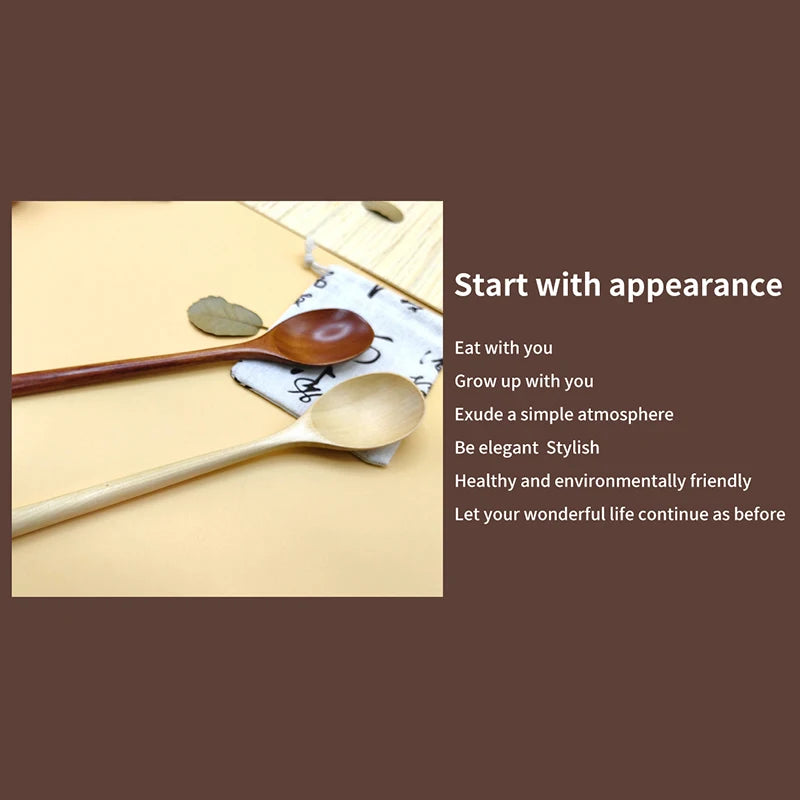 Cuchara de Madera de 1 Pieza Cuchara de Cocina de Bambú Estilo Coreano 9 Pulgadas Utensilios de Mesa de Madera Natural para Sopa Cuchara para Cocinar Miel Café Cuchara para Mezclar