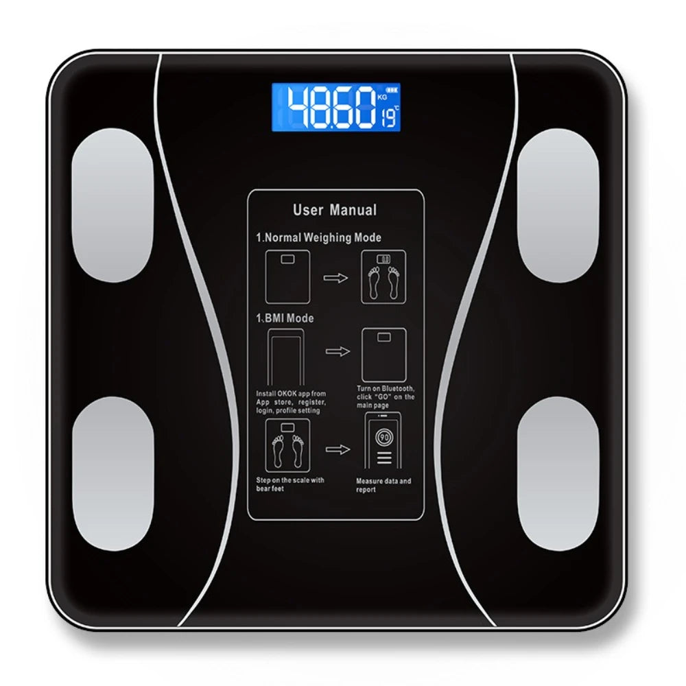 Báscula Inteligente Recargable para Electrónica, Peso Corporal y Grasa, Una Báscula Imprescindible para el Baño, Regalo en Casa para Ejercicios de Pérdida de Peso