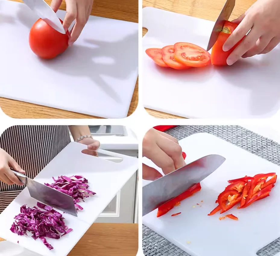 Tabla de cortar de plástico nueva, tabla de picar para frutas y verduras de grado alimenticio PE, engrosada, a prueba de moho, accesorios de cocina, blanca