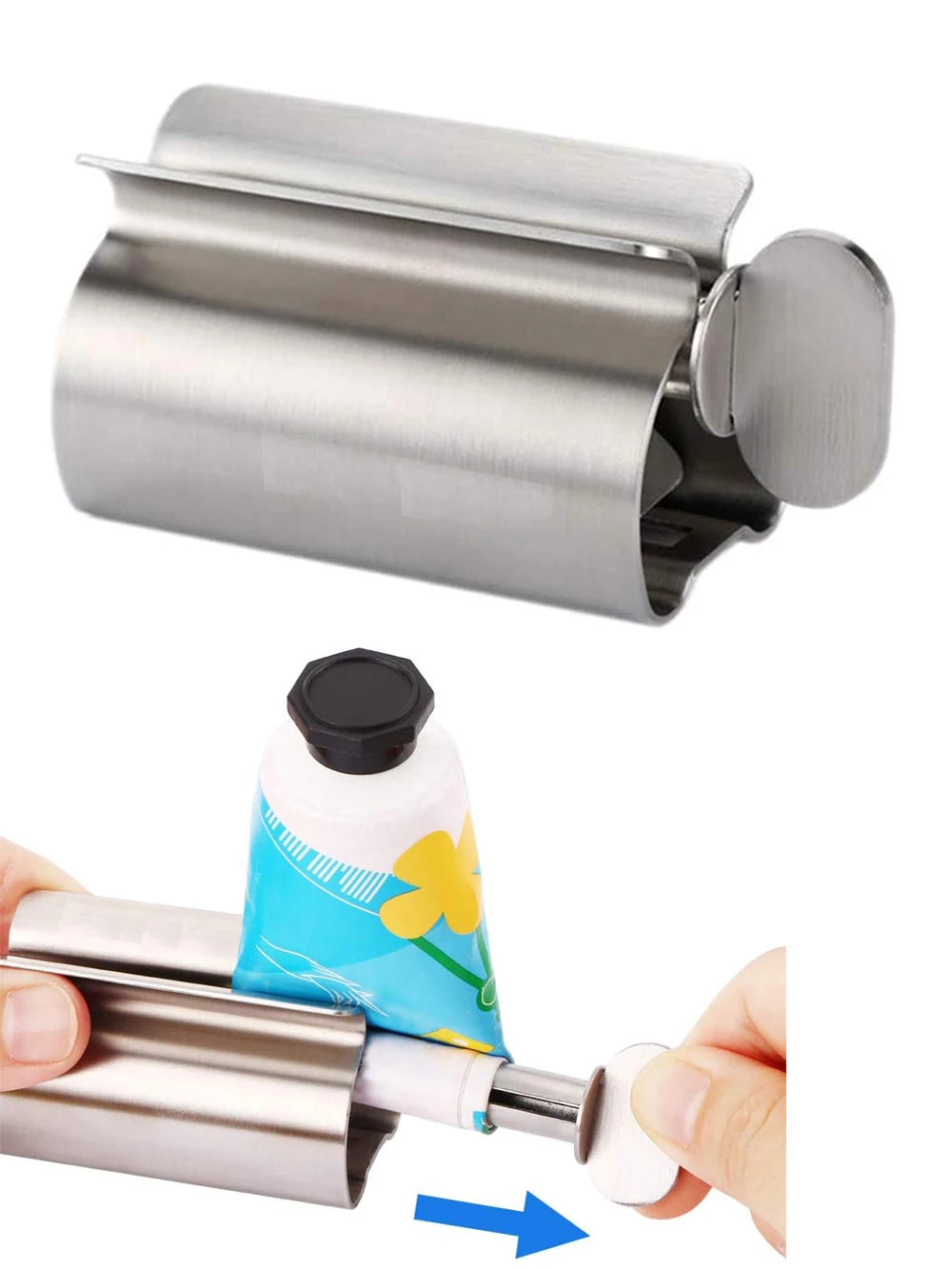 1/2PCS Exprimidor de Pasta de Dientes Rodillo para Tubos Rodillo de Acero Inoxidable Exprimidor Giratorio Dispensador para Cosméticos Accesorios de Baño