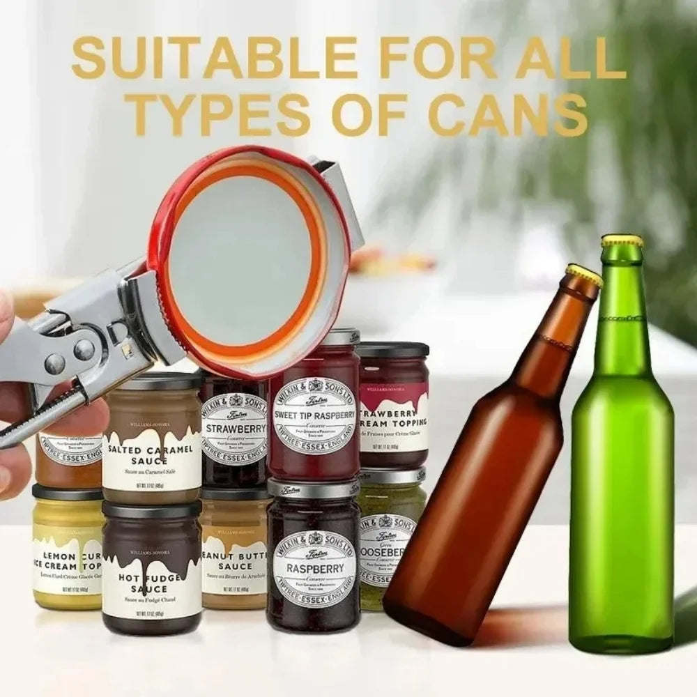 1/2 Piezas Abridor de Botellas, Tarros y Latas de Acero Inoxidable Ajustable de Alta Resistencia Multifuncional que Ahorra Esfuerzo, Herramienta de Cocina de Fácil Agarre