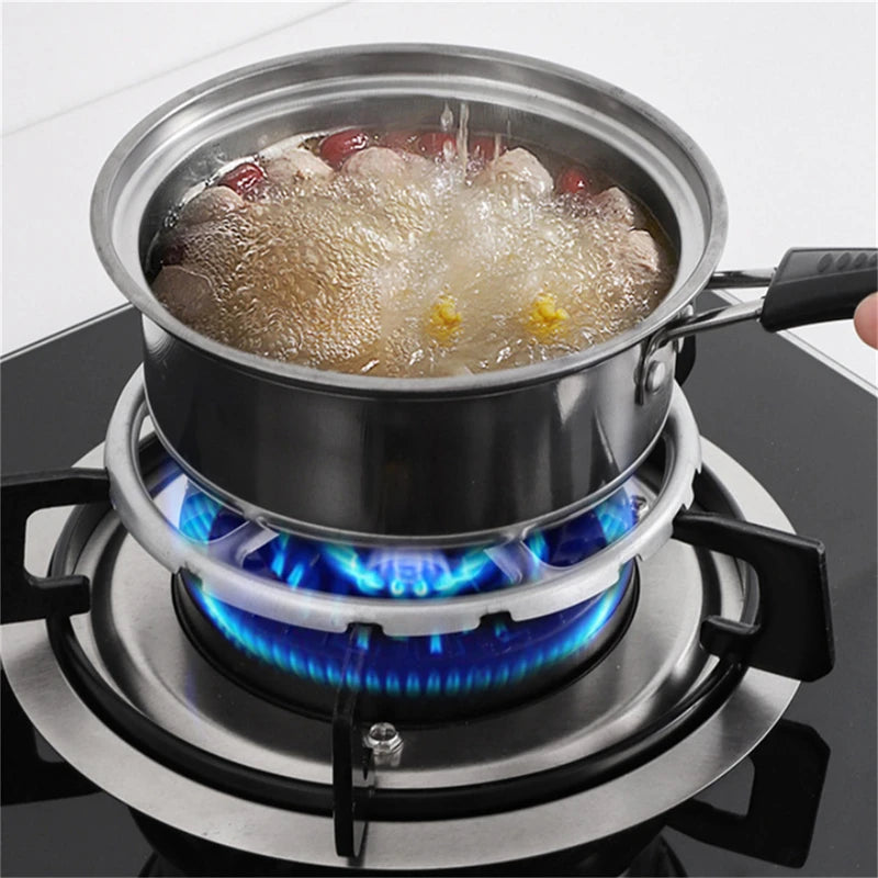 Anillo de Hervor Seguro Reductor de Estufa Portátil Estufa de Gas Duradera Soporte de Camping Estante para Cafetera Accesorios Prácticos de Acero
