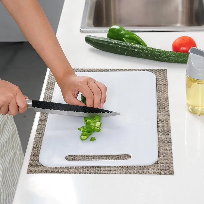 Tabla de cortar de plástico nueva, tabla de picar para frutas y verduras de grado alimenticio PE, engrosada, a prueba de moho, accesorios de cocina, blanca