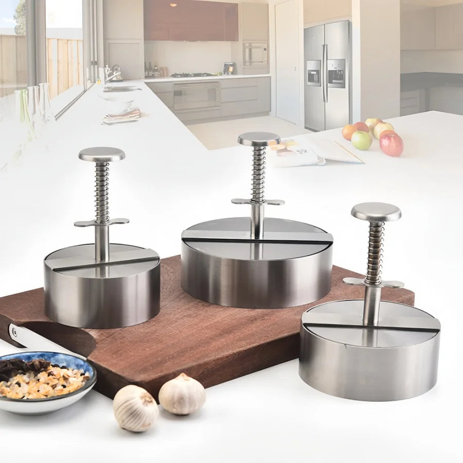 Prensa para Hamburguesas, Acero Inoxidable 304, Antiadherente, Molde Redondo Manual para Bolas de Arroz, Grosor Ajustable, Herramientas de Cocina para Carne de Res y BBQ