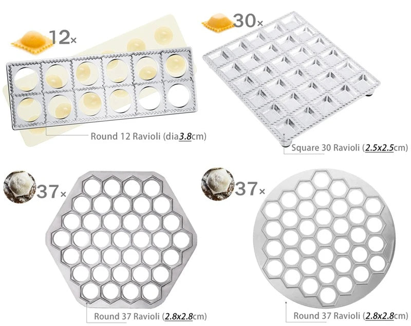 Molde para Dumplings DIY Molde para Raviolis Prensa para Dumplings Molde para Hacer Raviolis Molde de Aleación de Aluminio Sello Cortador de Raviolis con Bandeja y Prensa