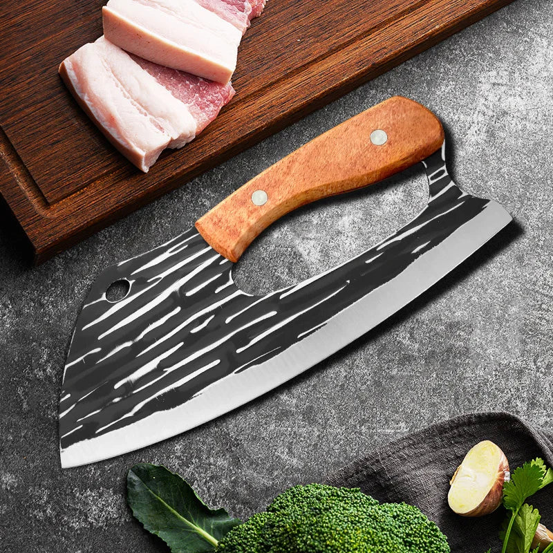Cuchillo multiusos, cuchillo de carnicero, para picar verduras, pollo y pescado, filetear, cuchillos de cocina con mango de madera, cuchillo deshuesador, herramientas de chef