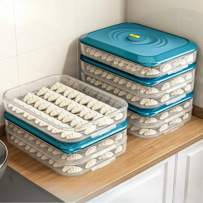Caja de Almacenamiento de Dumplings, Congelador de Refrigerador, Caja de Congelación Rápida de Dumplings de Grado Alimenticio, Caja de Conservación de Plástico Sellada
