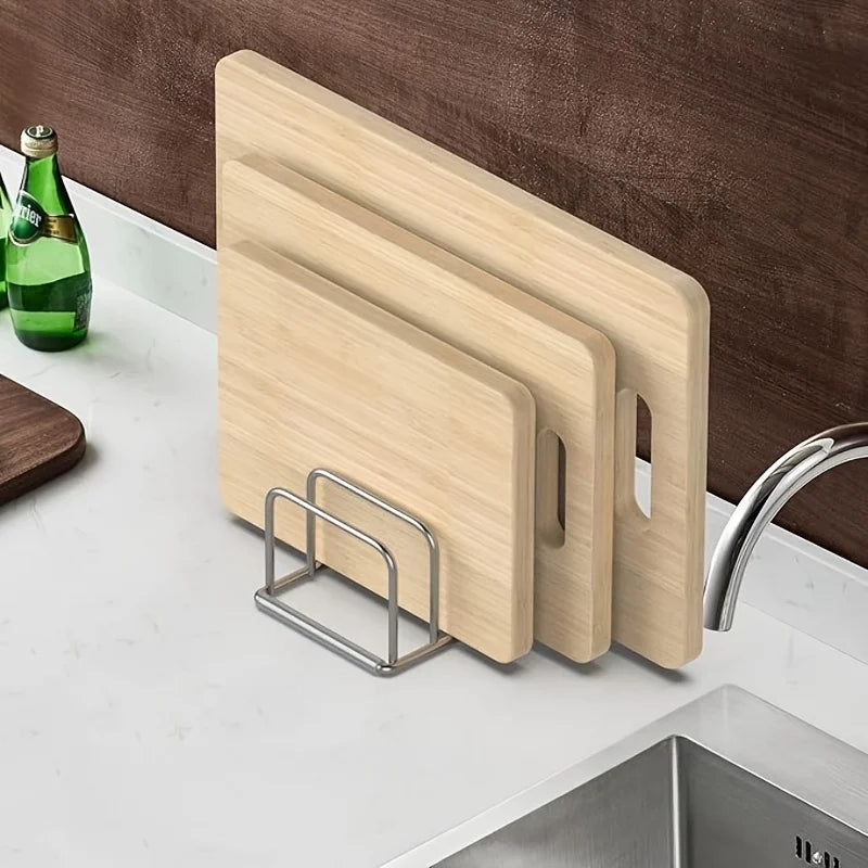 Stainless Steel Pot Lid and Cutting Board Organizer Countertop Rack