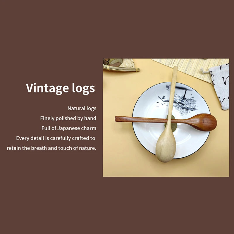 Cuchara de Madera de 1 Pieza Cuchara de Cocina de Bambú Estilo Coreano 9 Pulgadas Utensilios de Mesa de Madera Natural para Sopa Cuchara para Cocinar Miel Café Cuchara para Mezclar