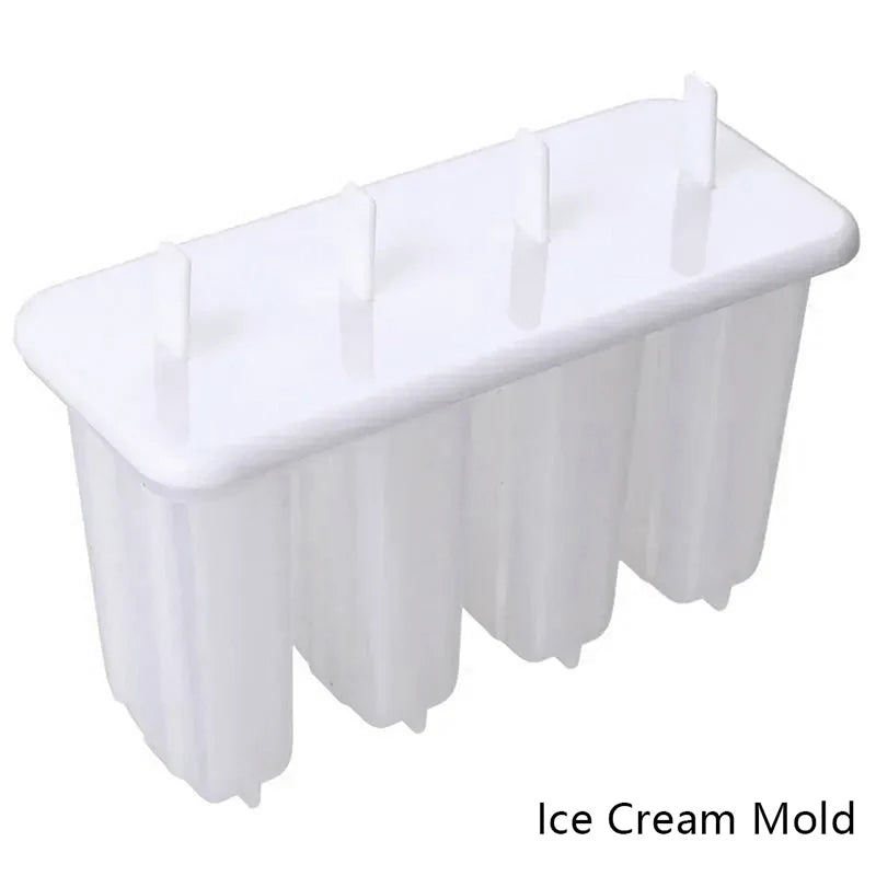Molde para Helado 4 Moldes para Paletas Conjunto Fabricador de Hielo, Bandeja de Hielo, DIY Reutilizable con Palitos y Tapa Herramienta de Cocina Creativa Verano