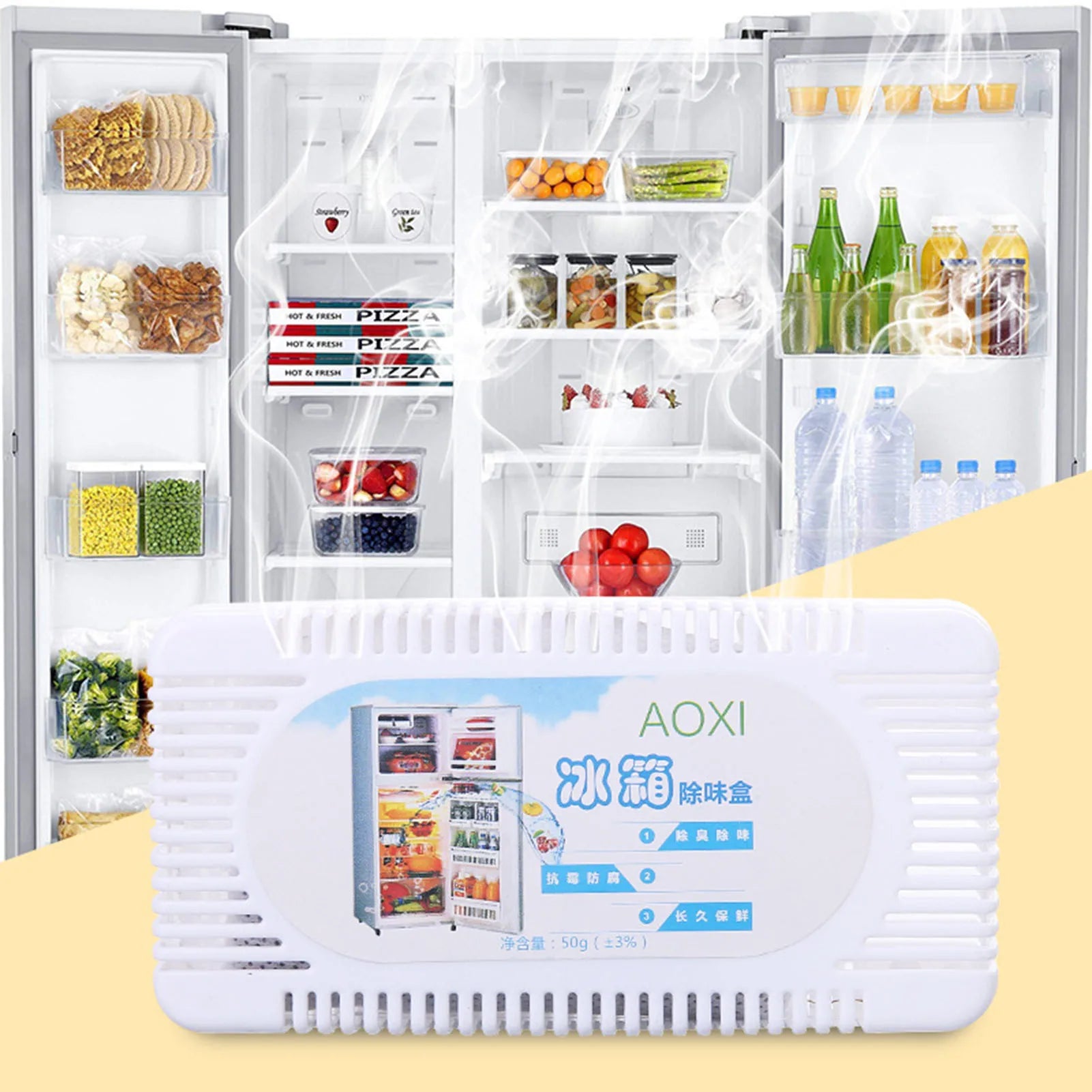 Desodorante para refrigerador Caja de carbón activado para olores para la cocina del hogar Fresco para el refrigerador Purificador de aire duradero Seguro y no tóxico