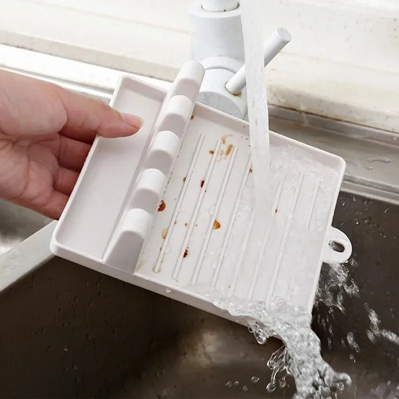 Soporte para cucharas de cocina, soporte para tenedores y espátulas, estante de almacenamiento, soporte para palillos de plástico, almohadilla antideslizante para cucharas, conveniente y práctico