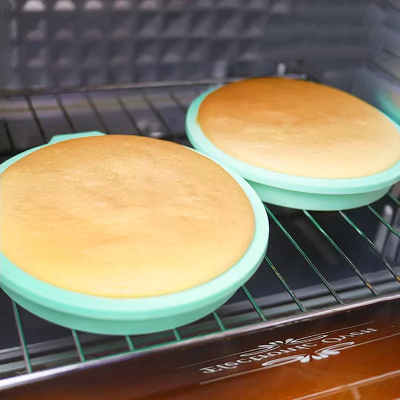 Molde de silicona para pasteles de 4/6/8 pulgadas Verde, juego de moldes redondos de capas de pastel, molde de silicona para hornear, herramientas de repostería para pastel arcoíris y mousse