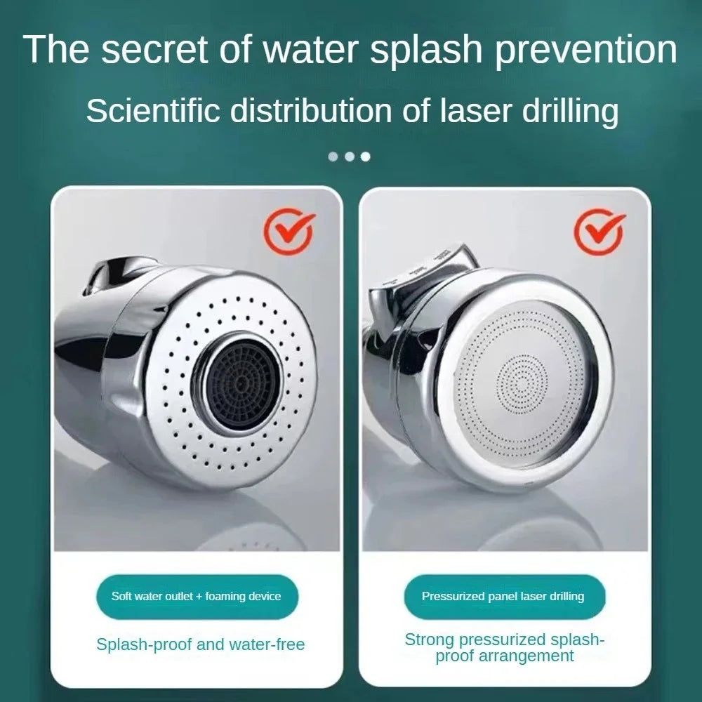 Dual-Speed Faucet Aerator with 360° Rotating Anti-Splash Spray Head