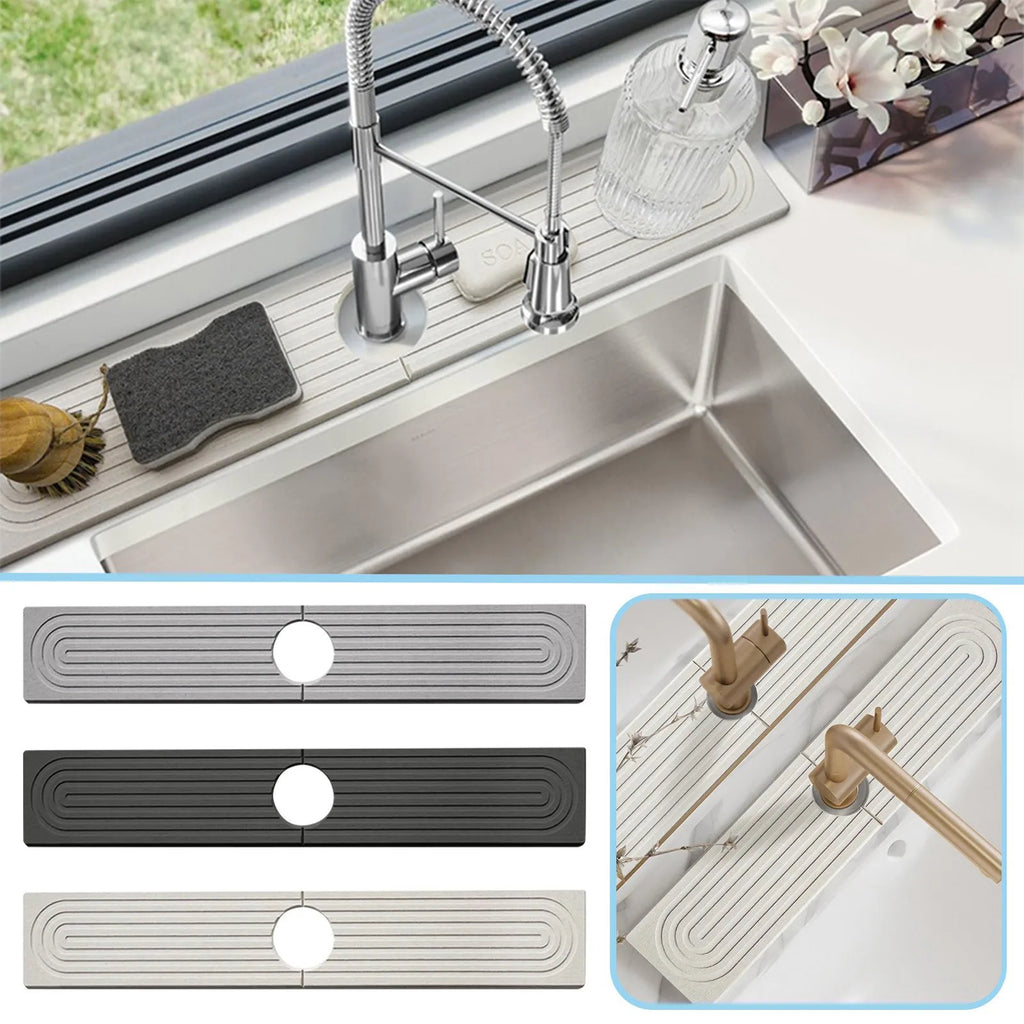 Almohadilla de grifo de 40*10 cm, barro de diatomeas, absorción de agua, secado rápido, almohadilla dura, Tapete de secado para encimera de cocina, súper absorbente, almohadillas largas