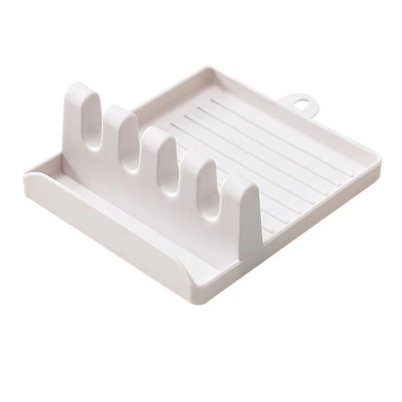 Soporte para cucharas de cocina, soporte para tenedores y espátulas, estante de almacenamiento, soporte para palillos de plástico, almohadilla antideslizante para cucharas, conveniente y práctico