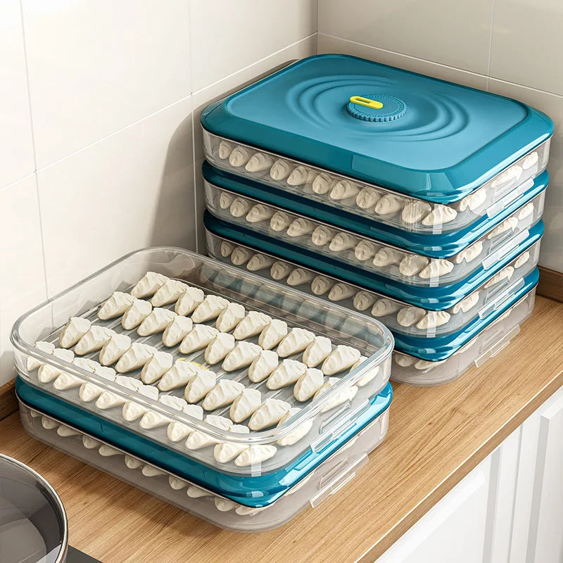 Caja de Almacenamiento de Dumplings, Congelador de Refrigerador, Caja de Congelación Rápida de Dumplings de Grado Alimenticio, Caja de Conservación de Plástico Sellada
