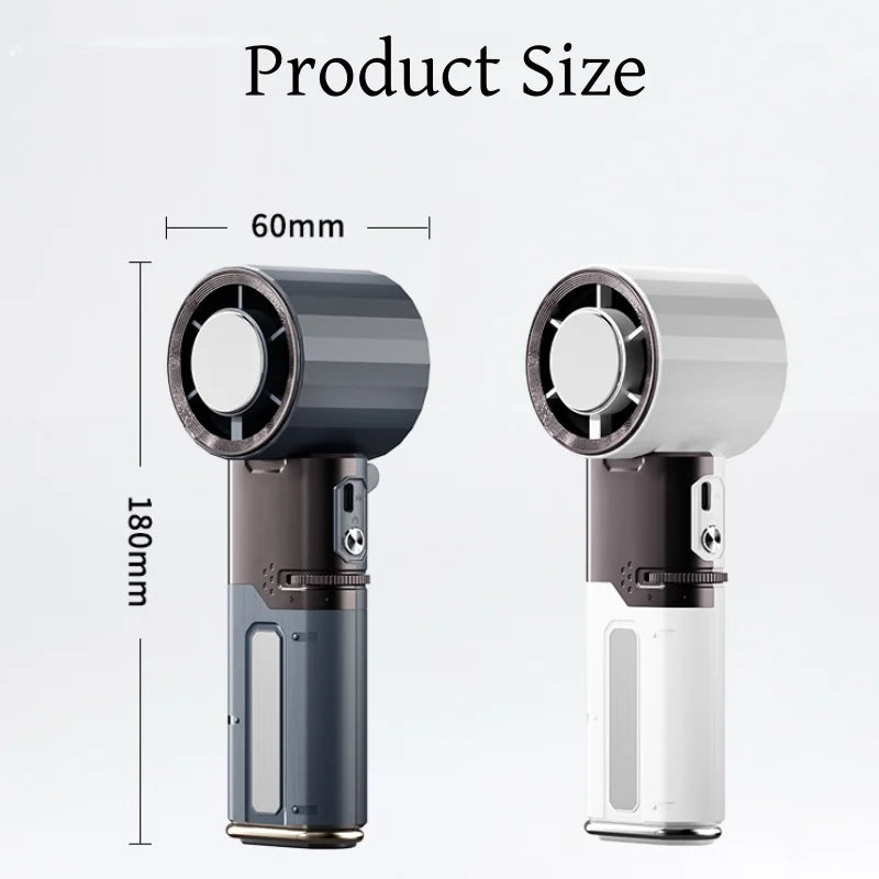 Ventilador portátil de mano con compresa de hielo, ventilador recargable USB de 6000 mAh, ventilador plegable con inclinación de 135° con cable incorporado tipo C