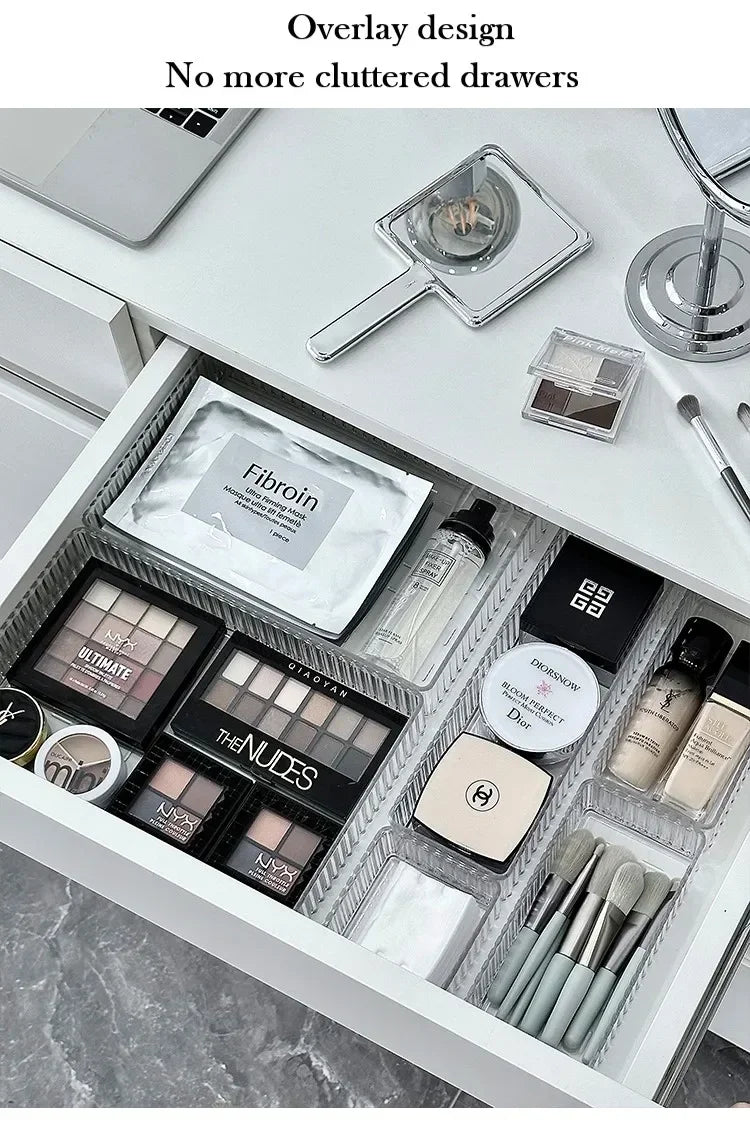 Organizador Modular de Cajones Transparente Bandejas de Almacenamiento Multiuso para Maquillaje, Tocador de Baño, Herramientas de Cocina y Organización de Cuidado de la Piel
