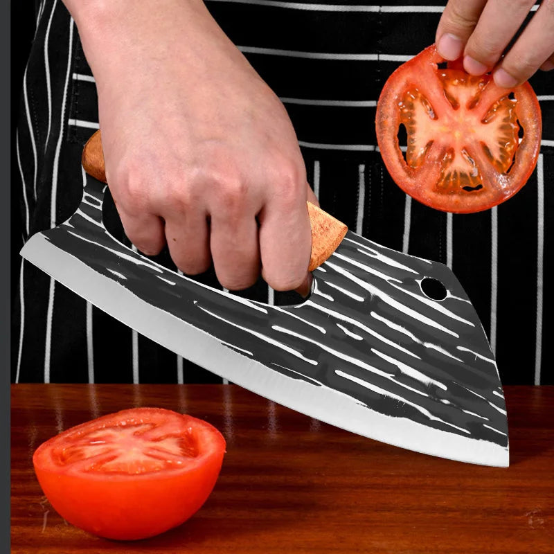 Cuchillo multiusos, cuchillo de carnicero, para picar verduras, pollo y pescado, filetear, cuchillos de cocina con mango de madera, cuchillo deshuesador, herramientas de chef