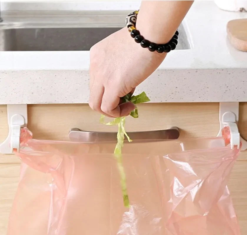 Soporte para bolsas de basura de cocina, puerta de armario, estante trasero para basura, almacenamiento, bolsa de residuos, estante colgante de basura, organizador de cocina
